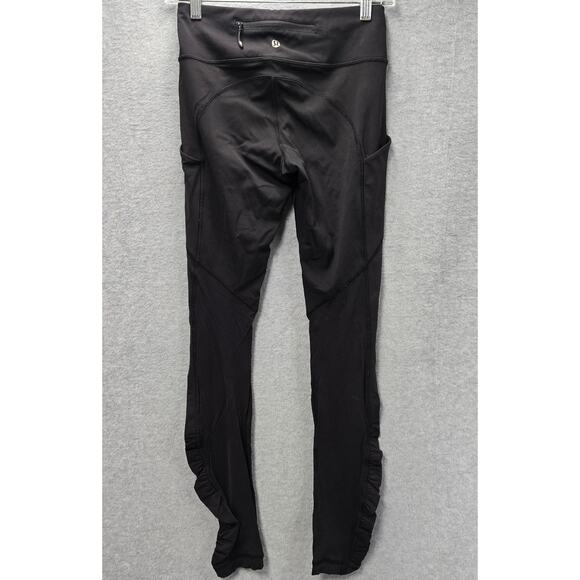 Lululemon Black Inner Glow Ruched Tights Leggings Size 4 - Picture 2 of 3